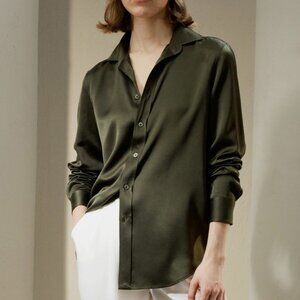 Lilysilk Notch Silk Shirt Full Sleeve NWT